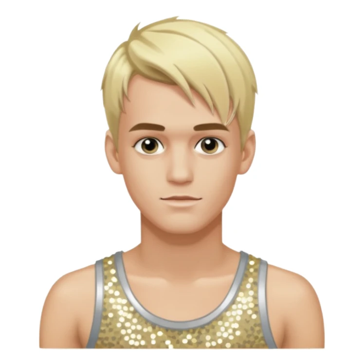 Aaron Carter with blonde hair, silver sequin tank top sticker