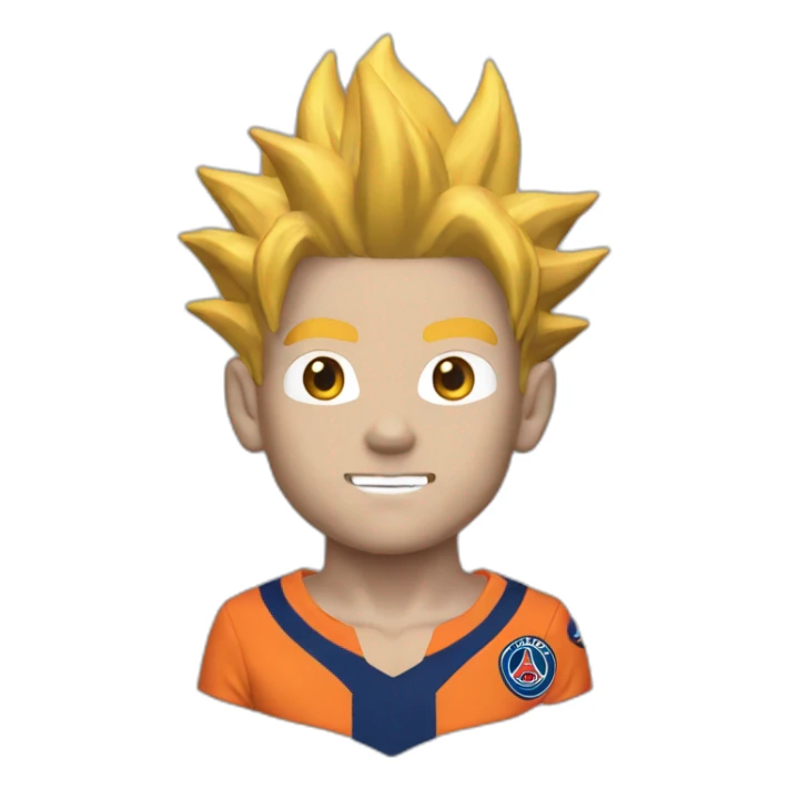 san goku head with a psg home kit sticker
