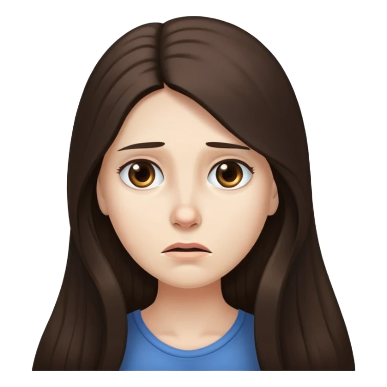 Very long hair Brunette with white skin worried  sticker