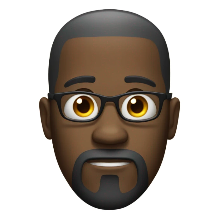 black man with a bald head, glasses, a beard, and a goatee scared of a monster. sticker
