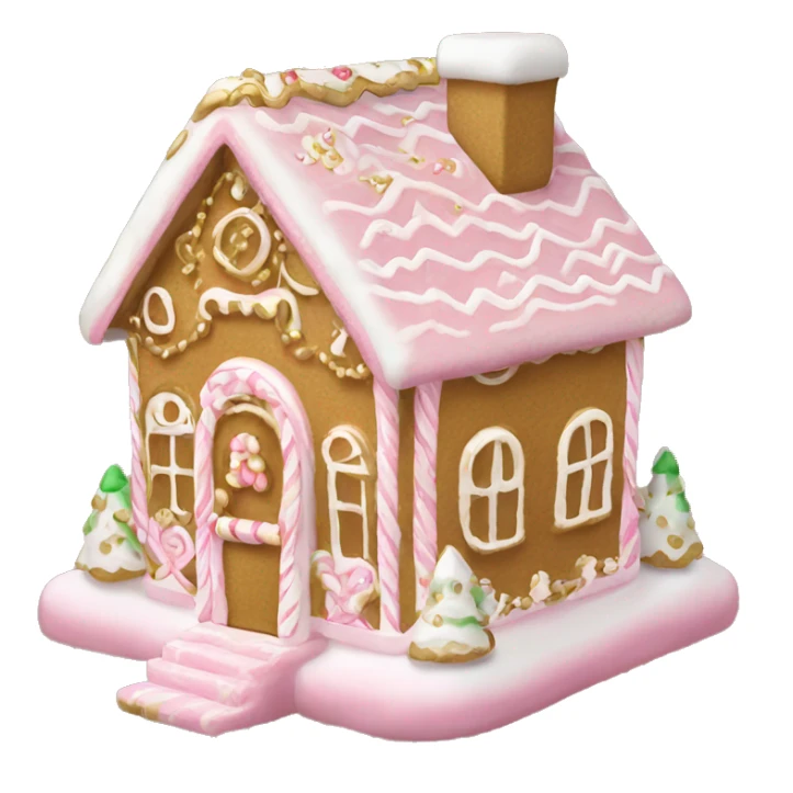 light pink and gold and white gingerbread house sticker