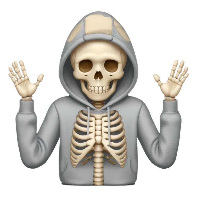 The shrug emoji but a skeleton with a black hoodie sticker