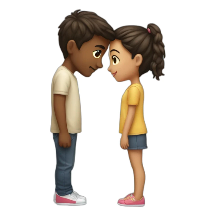 girl kiss a boy hands on back sticker