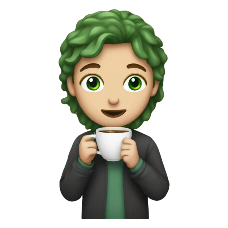 Me with green eyes drinking coffee sticker
