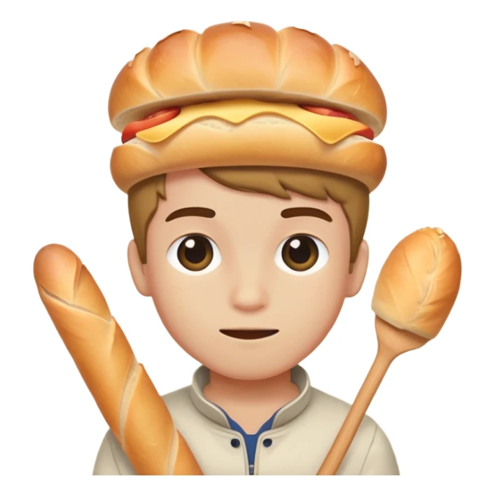 boy getting bonked on the head with a baguette stick sticker