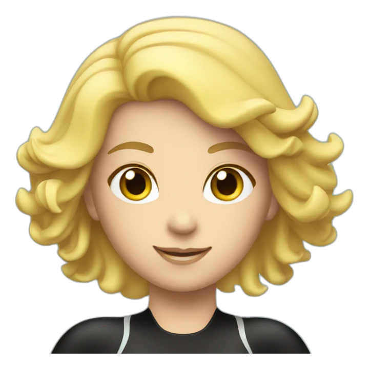 female diver in black rubber wetsuit and blond hair underwater sticker