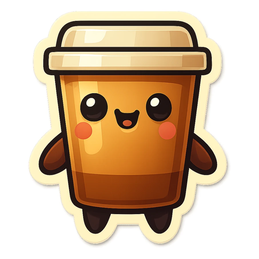 Tall coffee cup, play dead sticker