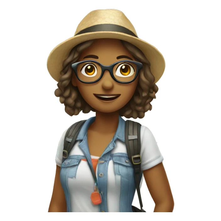 Girl tourist with glasses at the beach sticker