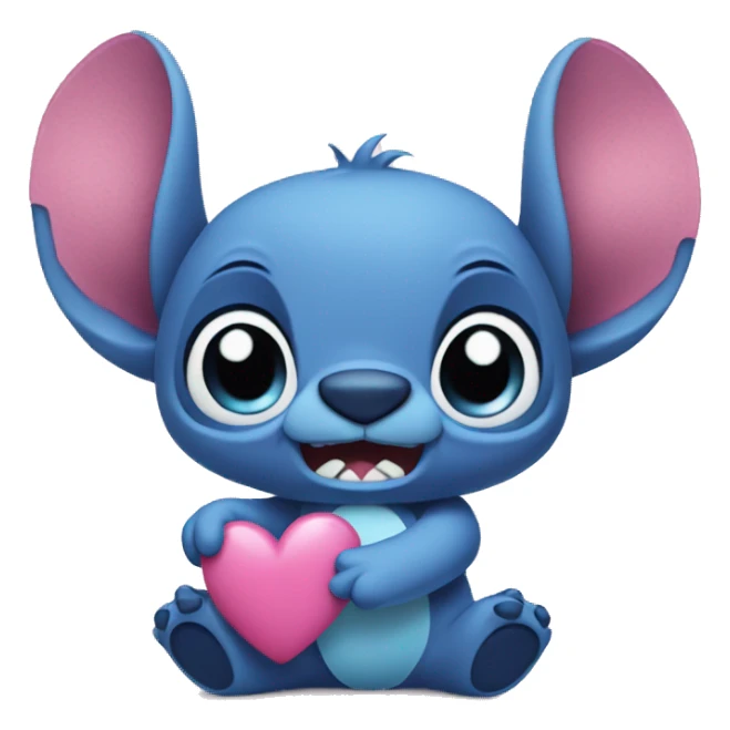stitch with a pink heart in his hand sticker