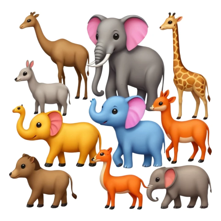 group of various animals emoji sticker