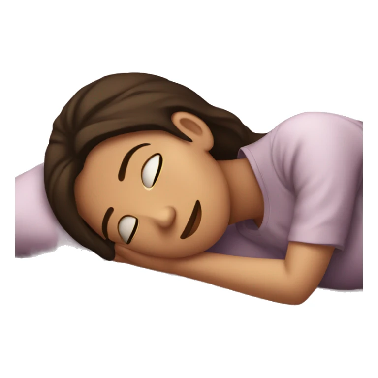 sad brunette girl laying in bed sticker