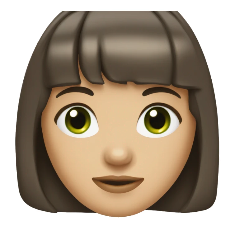 Brunette with shoulder length hair and bangs with green eyes sticker