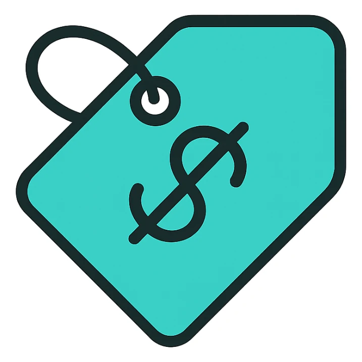 turquoise price tag icon, clean and professional sticker