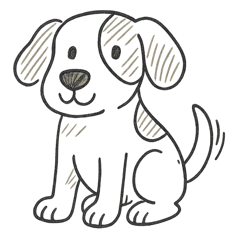 brown and white cartoon dog hand drawn outlined icon sticker