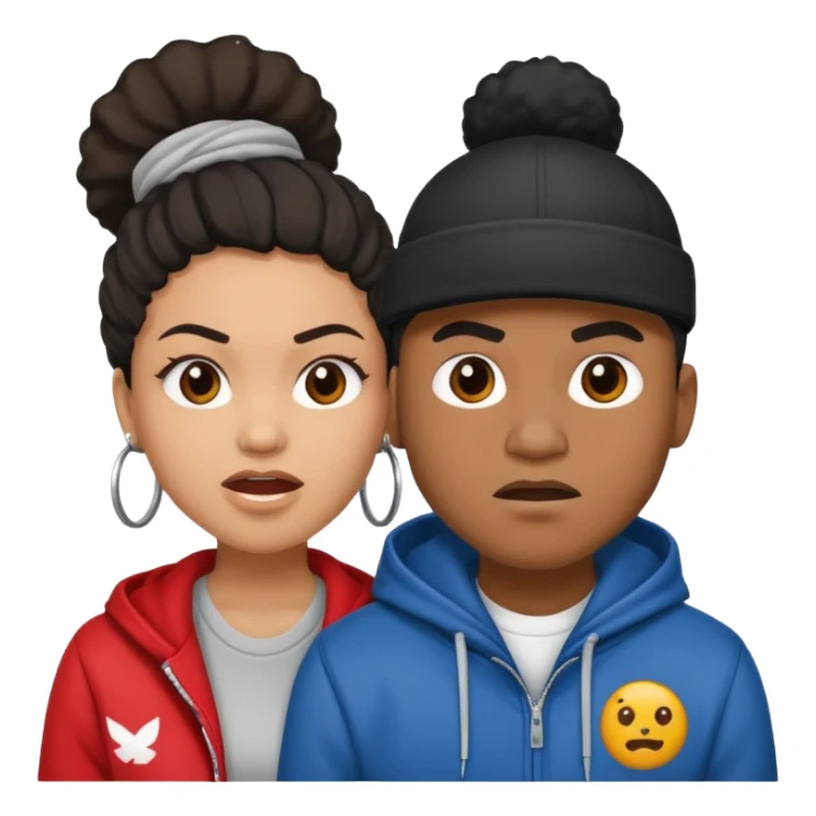 Multiracial hip hop couple love, mad, happy sticker