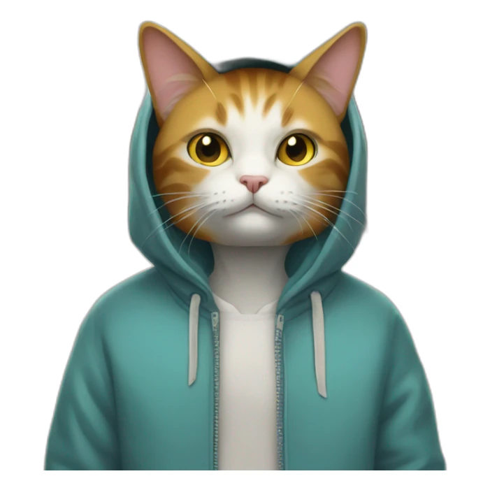 a cat with a nirvana hooodie on a street sticker