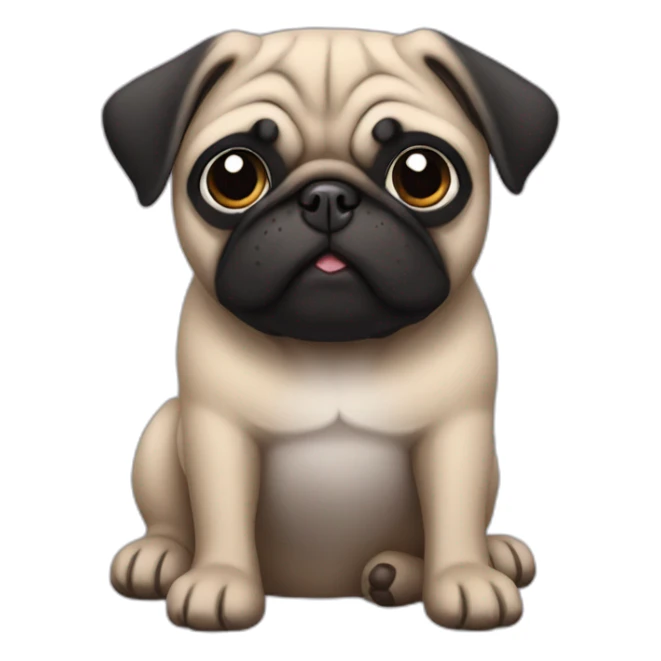 pug wearing a black t-shirt sticker