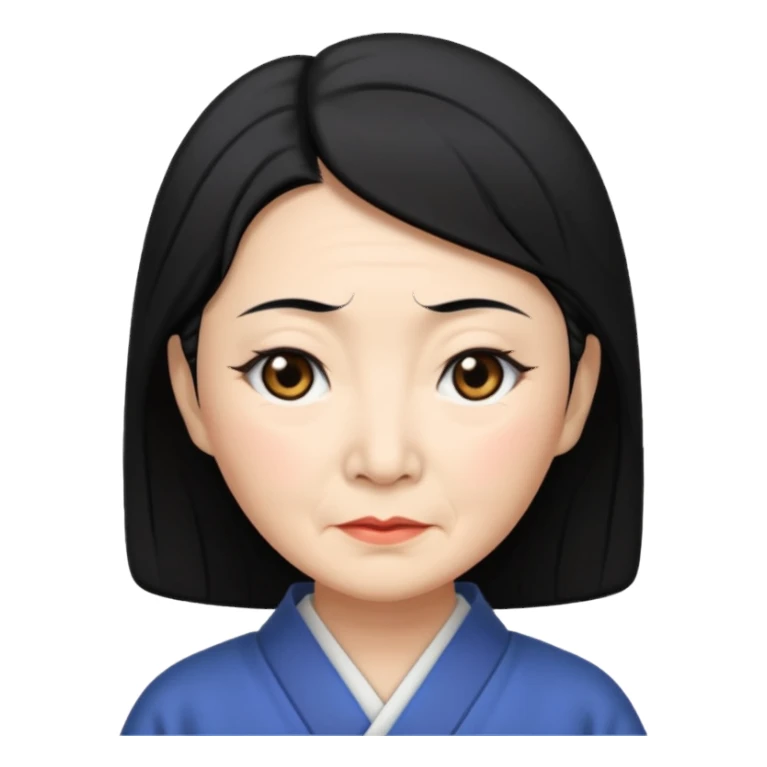 old japanese women with black hair sticker