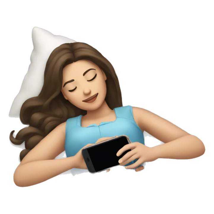 Sleeping beauty brunette with her phone  sticker