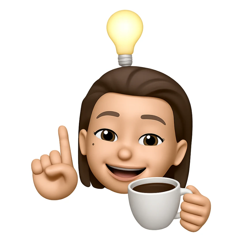 add a cup of coffee in her hand and keep the same style as the original image sticker