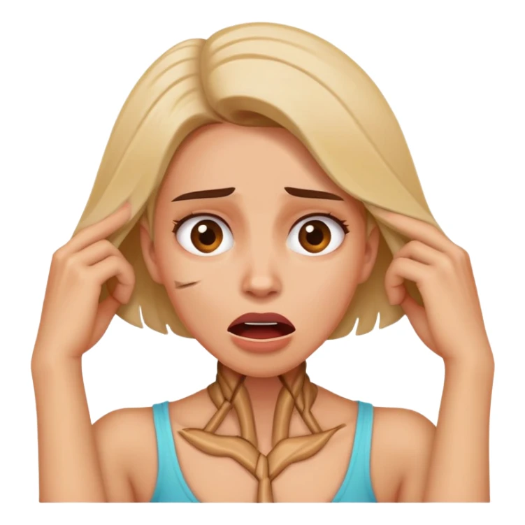 women holding her neck crisscrossed going crazy sticker