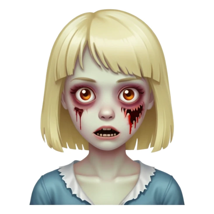 Blonde zombie girl emoji with bangs sticker