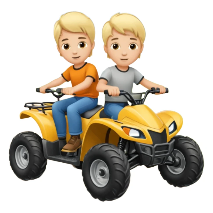 Please make 2 separate young boys both blonde riding four wheelers sticker