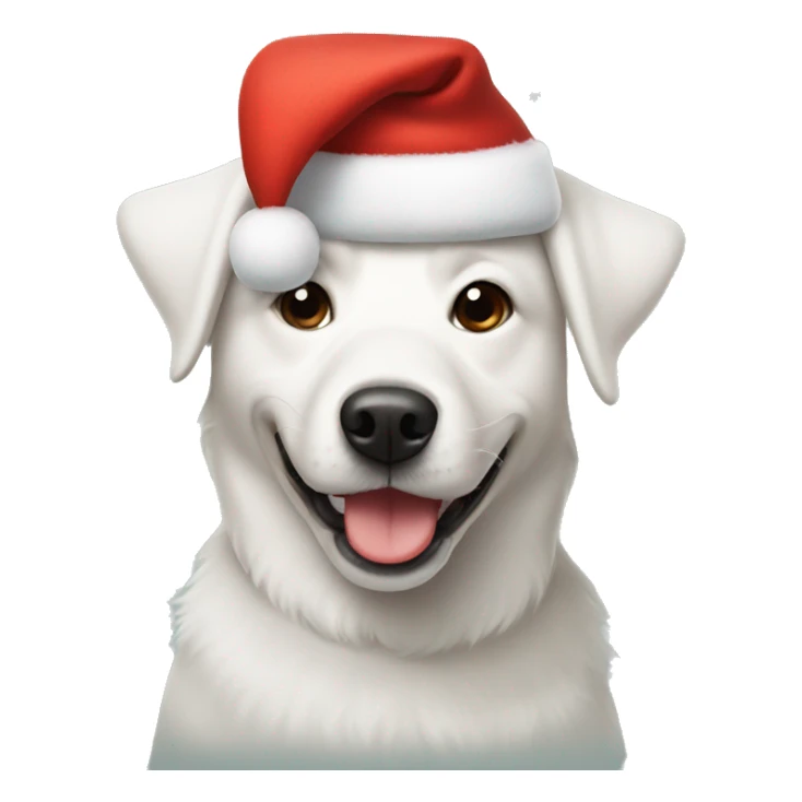 White dog shpitz wearing Christmas hat  sticker