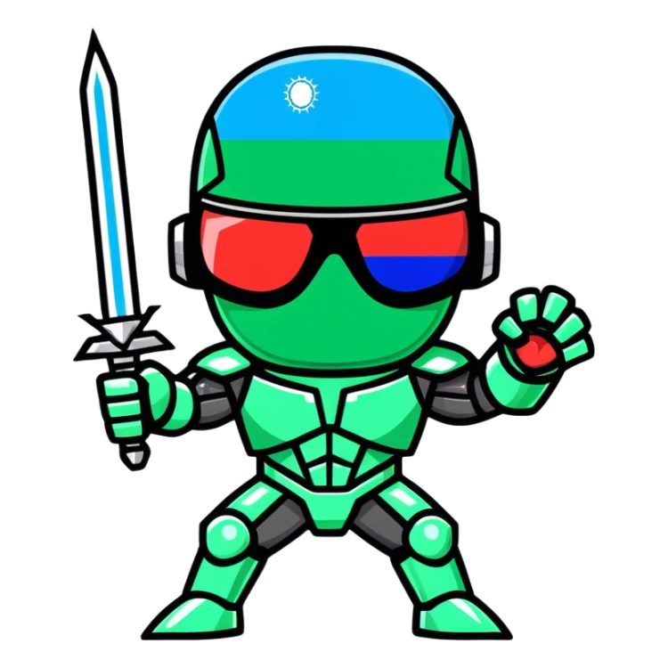 Cyber-Uzbek in retro wave style sticker