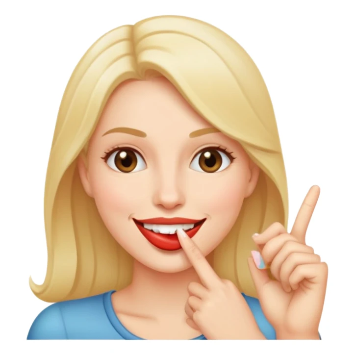 Mujer con dedo en la boca coqueta sonriendo sticker