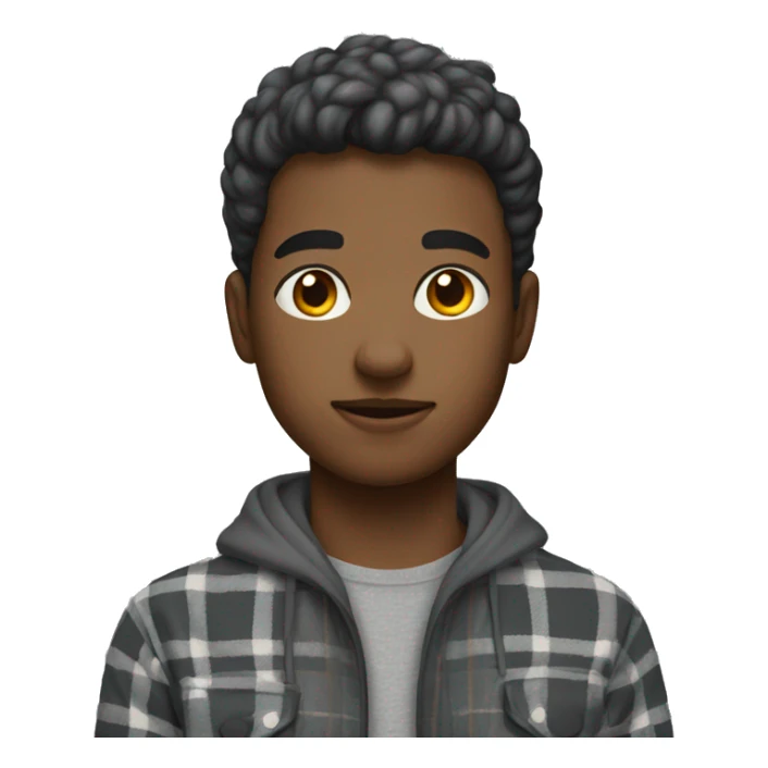 Young man wearing a gray plaid flannel and grey sweatpants sticker