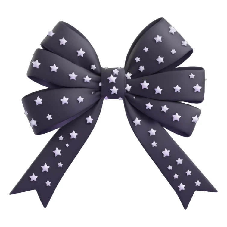 sparkly black bow with stars, no gold sticker