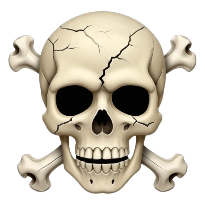 caution skull, black color, X shape bones behind the skull sticker