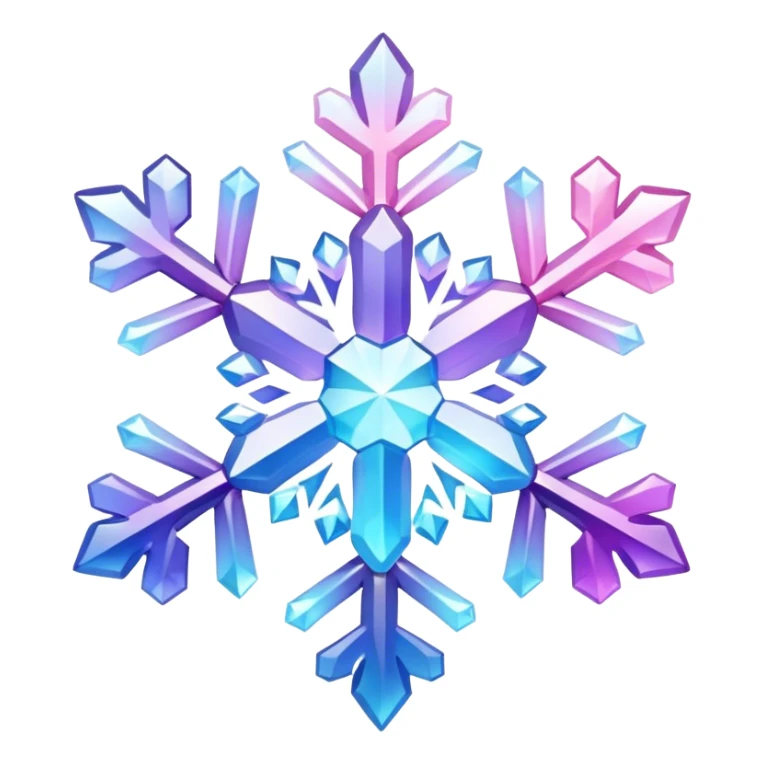 Gradient iridescent Pastel Pink violet blue white crystal gemstone snowflake  sticker