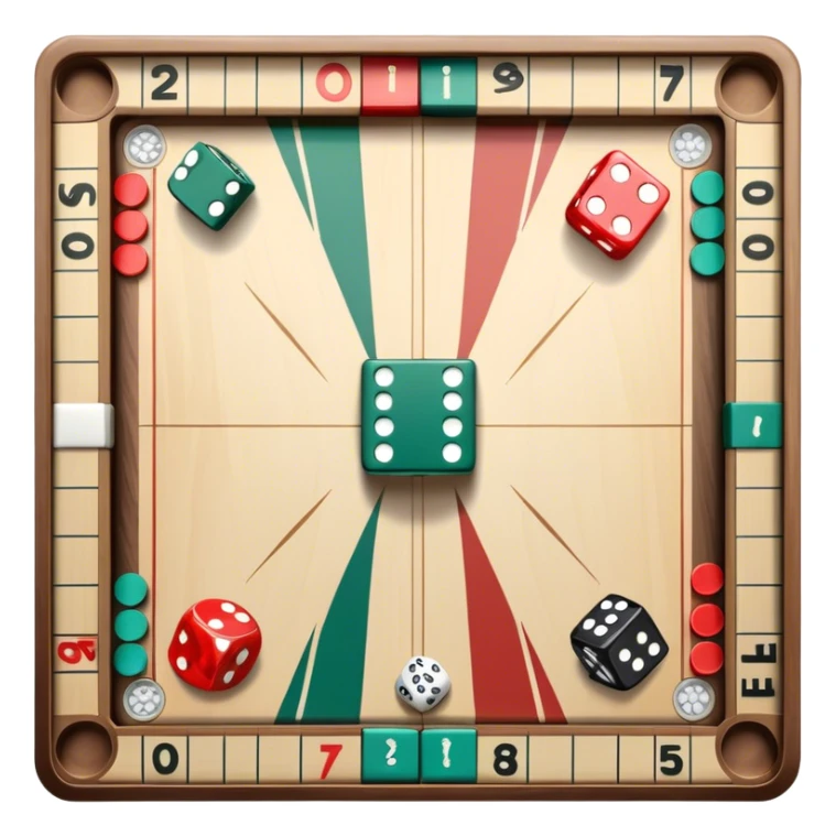 A photorealistic icon featuring a backgammon board with dice, a Monopoly board with money and property cards and a Game of Life spinner. The design captures the detailed textures of the boards, pieces, and accessories. Transparent background. sticker