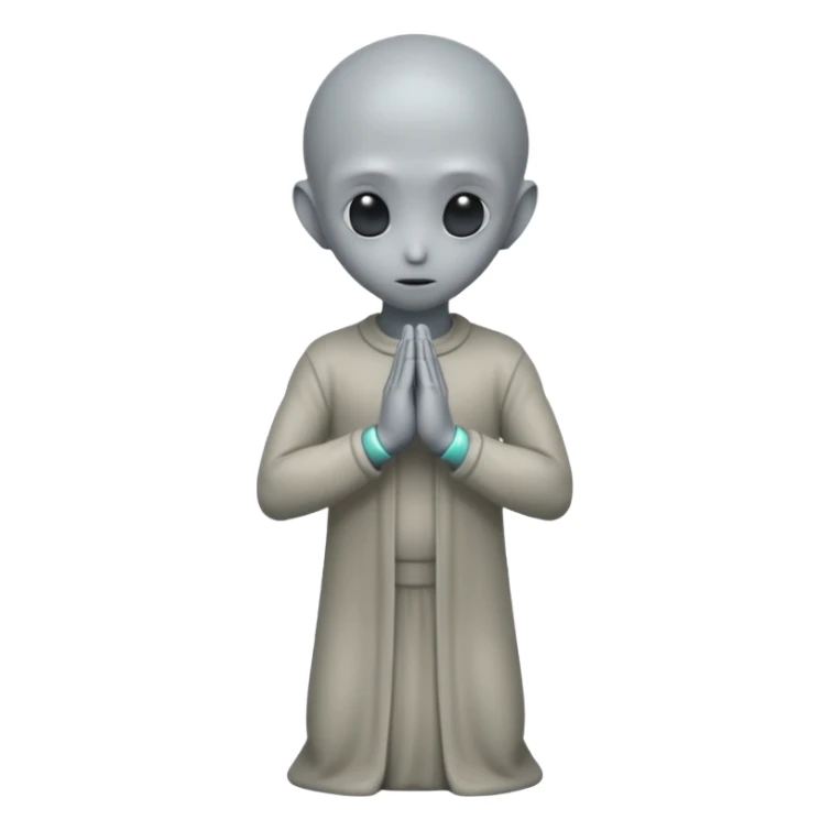 fullbody STANDING AND PRAYING CLOSED HANDS gray alien FROM BEHIND  BACKVIEW sticker