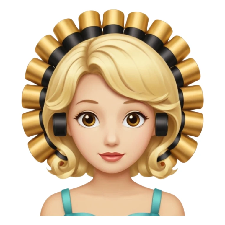 hair with golden hair rollers sticker