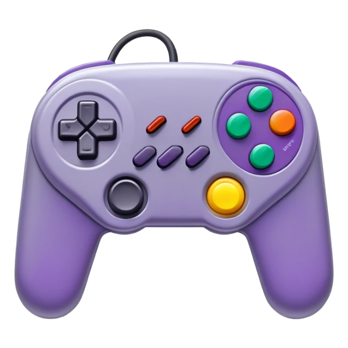 Clash of Clans aesthetic: Cinematic Playful SNES Controller Portrait Emoji, rendered in a 3D vector-style similar to standard emojis with minimal shading and bold, simplified shapes. A compact, distinct form with signature details, softly glowing with a nostalgic gaming charm. Simplified yet unmistakably iconic, highly detailed and consistent, glowing with a soft radiance and high shine. Stylized with a touch of retro gaming magic and a soft glowing outline, capturing the essence of a beloved gaming relic with a friendly, playful manner! sticker