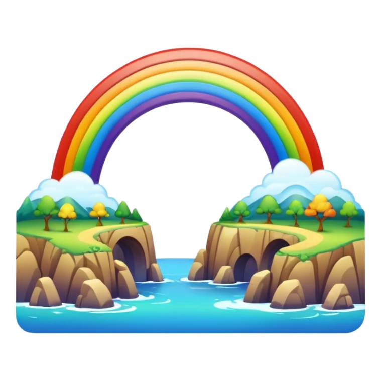 Rainbow Bridge – Arched rainbow connecting islands. sticker
