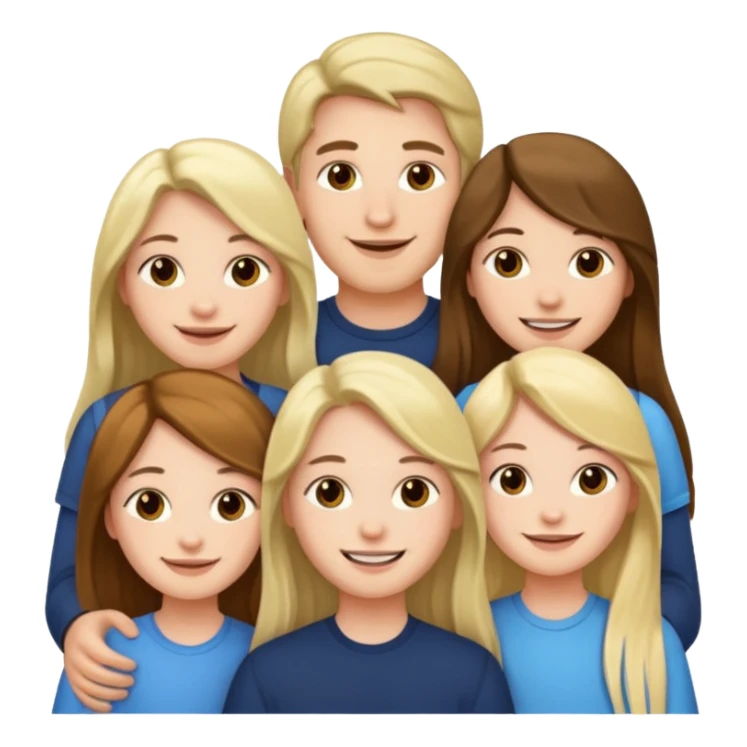 1 man and 2 girls with long hair, friends sticker