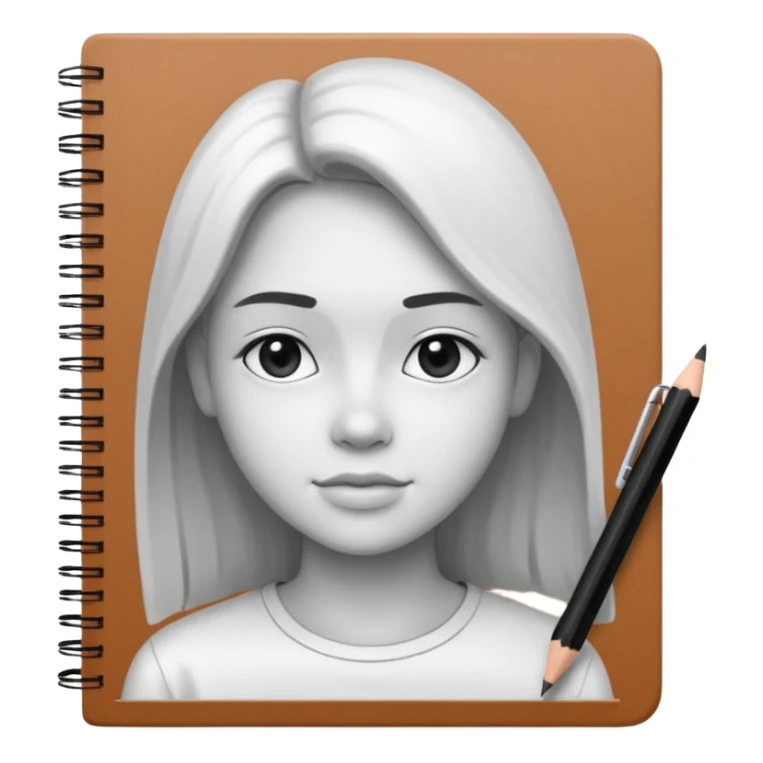 portre skecth on sketch book, with pencil. black and white sticker