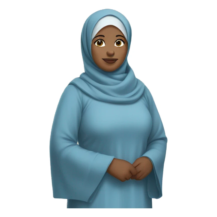 Black chubby Hijabi in light blue abaya standing sticker