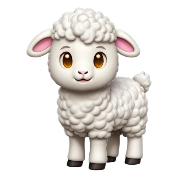 cinematic-[lamb]-realistic-full-body-standing-emoji,-tail-flicking-lazily,-head-tilted-dramatically,-curly-[white]-fur,-simplified-yet-realistic-focused-features,-highly-detailed,-glowing-with-an-almost-sarcastic-glow sticker