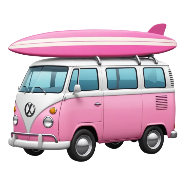 pink van with a surf board on it sticker