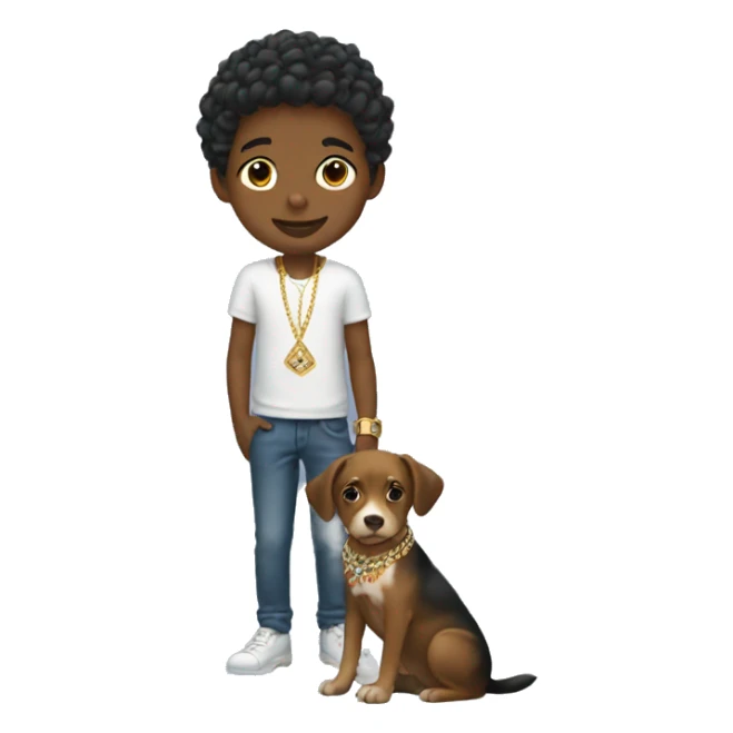 boy with dog and jewelry sticker