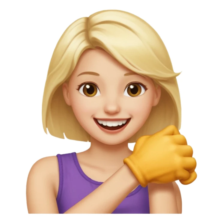 Emoji blonde girl love biting an arm sticker