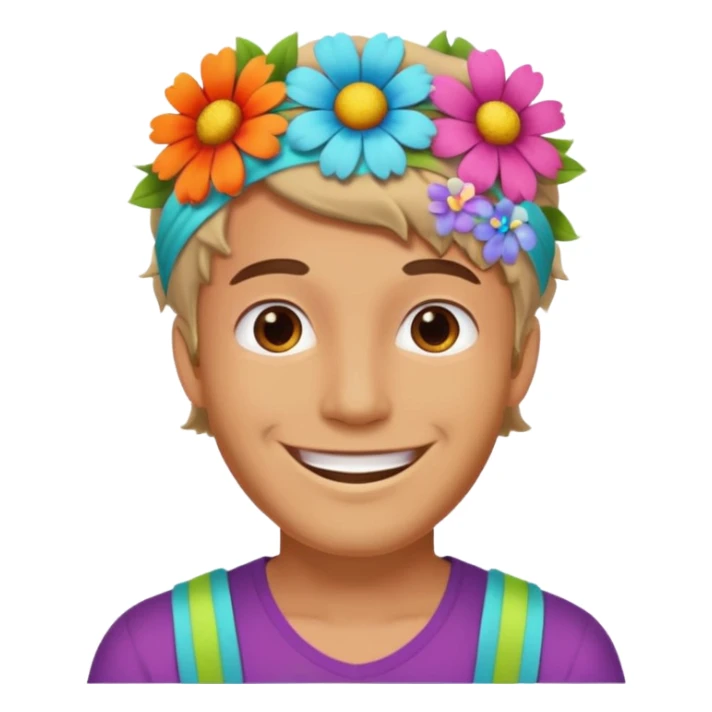 man with flower hair band  sticker