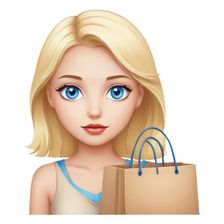 Blonde girl blue eyes with makeup and a shopping bag  sticker