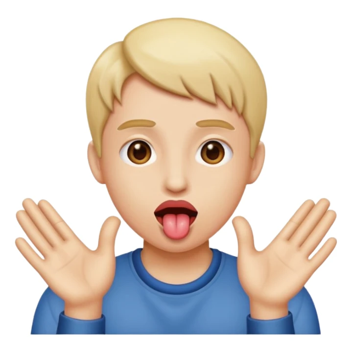 Tongue out with hands to the side sticker