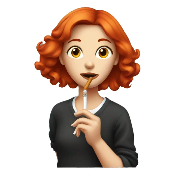 Girl with red hair smoking a cigarette  sticker
